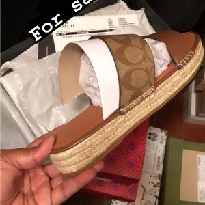 Coach Brown and White Espadrille Shoes